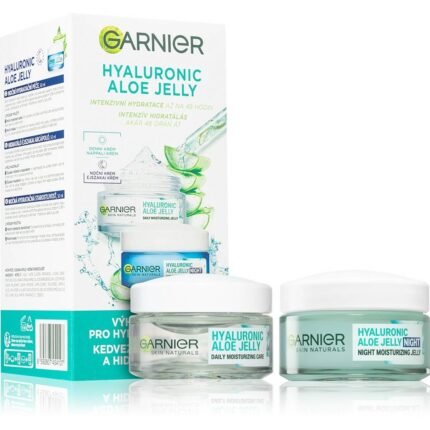 Для сухой и обезвоженной кожи - набор для дневного и ночного ухода Garnier Hyaluronic Aloe Jelly, 2× 50 мл.