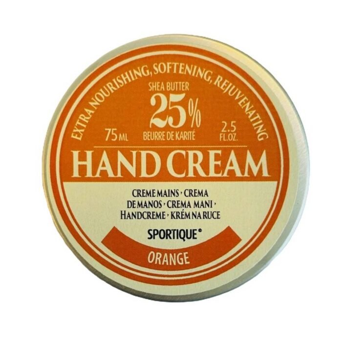 Dry and cracked skin on hands - SPORTIQUE, Hand and nail cream with 25% shea butter - orange 75ml,