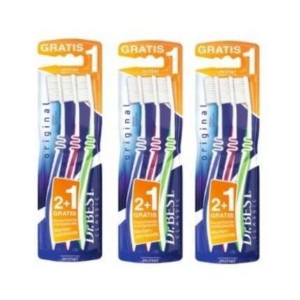 Dr. Best Zahnbuerste Original mittel Toothbrush Original medium softness 2+1, set of 3 pcs