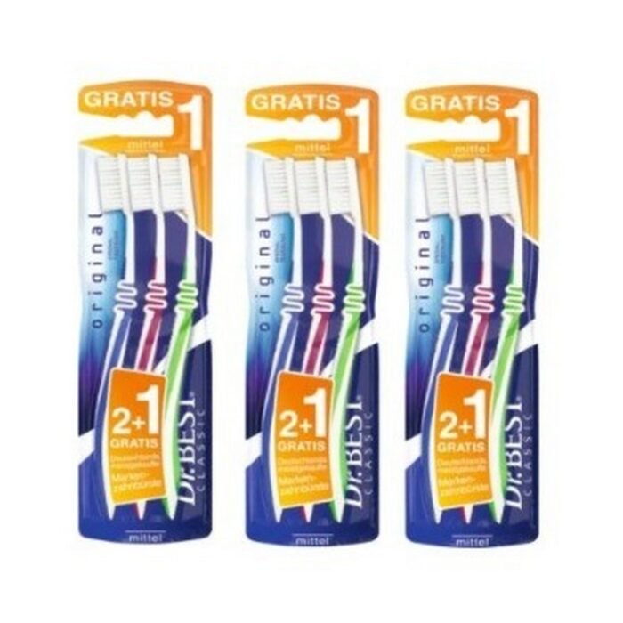 Dr. Best Zahnbuerste Original mittel Toothbrush Original medium softness 2+1, set of 3 pcs