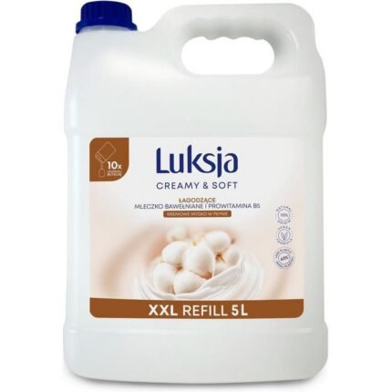 Dryness from frequent washing - Luksja, Creamy & Soft Creamy Liquid Soap XXL Cotton Milk 5L,