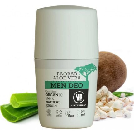 Daily underarm odor without harsh chemicals – Urtekram, Men cream-deodorant with aloe and baobab BIO, 50 ml,