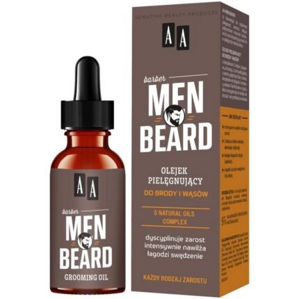 Dry, rough, or brittle beard,-AA, MEN Beard Oil for Beard and Mustache Care, Complex of 5 Oils, 30ml,