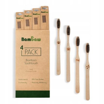 Ineffective cleaning with soft or medium toothbrushes, –Bambaw, Hard Toothbrush Set, 4 pcs,