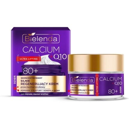 Deep wrinkles and sagging skin - Bielenda, Calcium +Q10 concentrated cream strongly regenerating 80+ for the day 50ml,