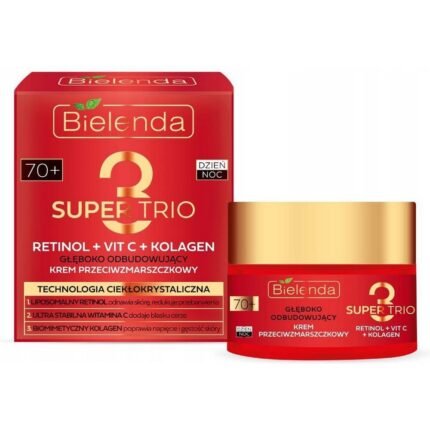 Deep wrinkles and loss of firmness - Bielenda, Deeply Rebuilding Anti-Wrinkle Cream 70+ Super Trio Retinol + Vit C Collagen for day and night 50ml,
