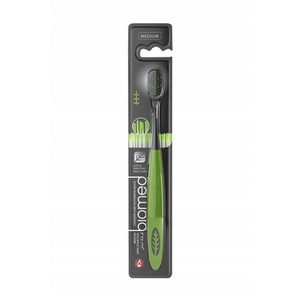 biomed activated carbon toothbrush 1pc Teeth with surface stains needing natural whitening, –Biomed, activated carbon toothbrush,