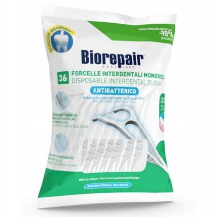 Floss shredding or breaking in tight spaces, –BIOREPAIR, flossers with flat waxed thread, 36 pcs