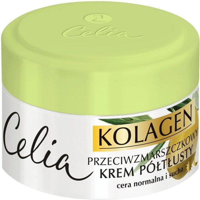 Visible wrinkles and fine lines - Celia, Collagen anti-wrinkle semi-rich face cream with olive oil for day and night 50ml,