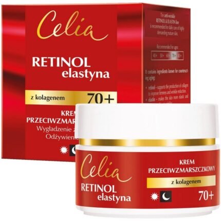 Rides et ridules visibles sur les peaux matures - Crème Visage Celia Rétinol & Élastine, Crème Anti-Rides au Collagène Jour et Nuit 70+ 50 ml.
