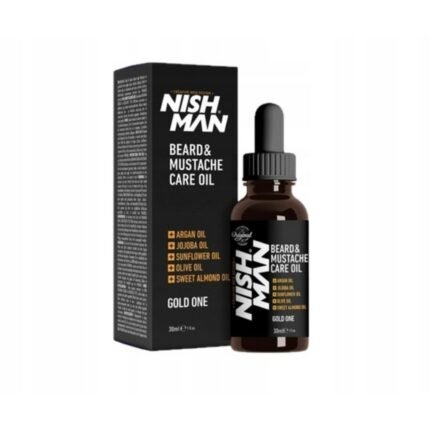 Dry, rough, or brittle beard and mustache,-Nishman, Gold Beard and Mustache Oil, 30ml,