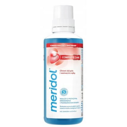 Gum inflammation and sensitivity,-Meridol Complete Care Mouthwash, 400 ml, Plaque buildup and bacteria,-Meridol Complete Care Mouthwash, 400 ml, Weakened enamel needing protection,-Meridol Complete Care Mouthwash, 400 ml, Bad breath and lack of freshness,-Meridol Complete Care Mouthwash, 400 ml.