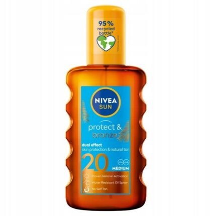 Risk of UV damage and sunburn,-NIVEA, Sun Protect Bronze Natural Tanning Oil SPF20, 200 ml, Pale or uneven skin tone,-NIVEA, Sun Protect Bronze Natural Tanning Oil SPF20, 200 ml, Dry and dehydrated skin under sun exposure,-NIVEA, Sun Protect Bronze Natural Tanning Oil SPF20, 200 ml, Need for a protective self-tanning solution,-NIVEA, Sun Protect Bronze Natural Tanning Oil SPF20, 200 ml.