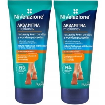 Dry and rough foot skin,-Nivelazione, , 2 Pieces of Natural Foot Cream with Beeswax, 75 ml, Rough and hardened areas,-Nivelazione, , 2 Pieces of Natural Foot Cream with Beeswax, 75 ml, Lack of hydration and nourishment,-Nivelazione, , 2 Pieces of Natural Foot Cream with Beeswax, 75 ml, Daily care for smooth and healthy feet,-Nivelazione, , 2 Pieces of Natural Foot Cream with Beeswax, 75 ml.