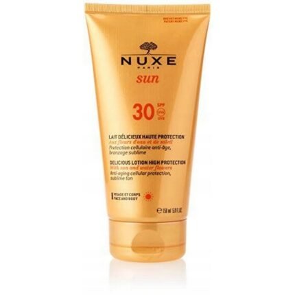 Risk of sunburn and skin damage,-NUXE, , SPF 30 SUN Sunscreen (gentle lotion), 150 ml, Dryness or irritation from sun exposure,-NUXE, , SPF 30 SUN Sunscreen (gentle lotion), 150 ml, Heavy or sticky feel from traditional sunscreens,-NUXE, , SPF 30 SUN Sunscreen (gentle lotion), 150 ml, Lack of gentle daily sun protection,-NUXE, , SPF 30 SUN Sunscreen (gentle lotion), 150 ml.