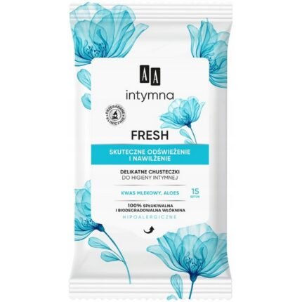Irritation and discomfort,-AA, Fresh, Delicate Intimate Hygiene Wipes, 15 pcs,Dryness and sensitivity,-AA, Fresh, Delicate Intimate Hygiene Wipes, 15 pcs,Lack of freshness,-AA, Fresh, Delicate Intimate Hygiene Wipes, 15 pcs,Imbalance of intimate pH,-AA, Fresh, Delicate Intimate Hygiene Wipes, 15 pcs.