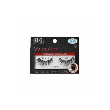 Difficulty achieving natural, medium-volume lashes-Ardell Wispies 113 False Eyelashes, Duo Adhesive Included, Medium Volume, L