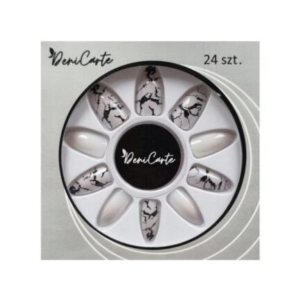Difficulty achieving a stylish marble nail design at home-Deni Carte Artificial nail tipsy - Marble Black (24 pieces + glue 2g)