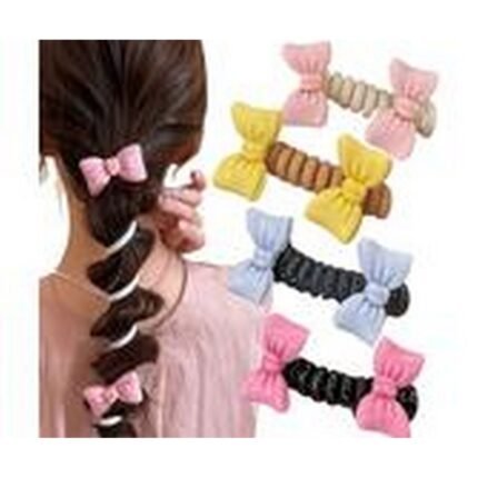 Hair breakage or dents from regular hair ties,-Generico, Soft Elastic Spiral Hair Bands, 4 pcs,