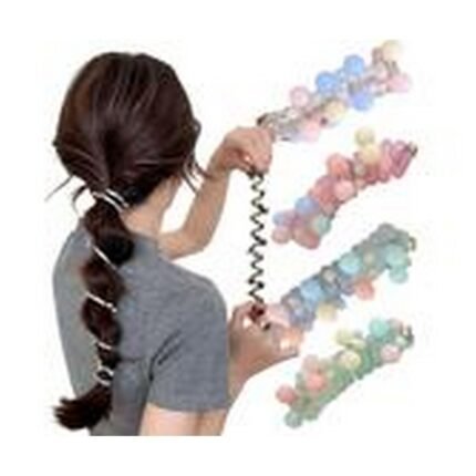 Hair breakage from tight rubber bands,-Generico, Soft Elastic Spiral Hair Ties, 4 pcs.,