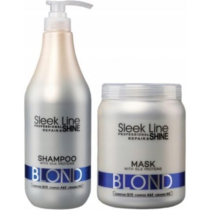 Damaged blonde or highlighted hair,-Stapiz, XXL SET Sleek Line Repair Blonde Shampoo 1000ml + Mask 1000ml,Frizz and unmanageable hair,-Stapiz, XXL SET Sleek Line Repair Blonde Shampoo 1000ml + Mask 1000ml,Lack of shine,-Stapiz, XXL SET Sleek Line Repair Blonde Shampoo 1000ml + Mask 1000ml,Weak and brittle hair,-Stapiz, XXL SET Sleek Line Repair Blonde Shampoo 1000ml + Mask 1000ml.