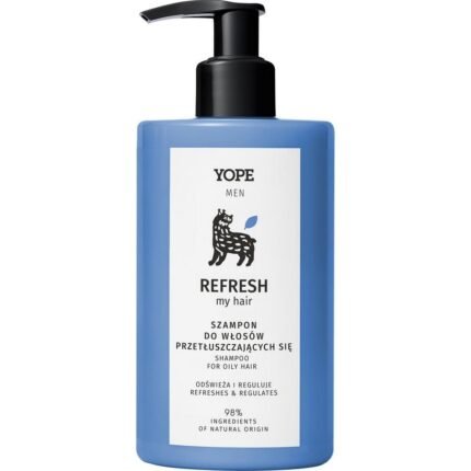 Excess oil and greasiness on hair and scalp - Yope, Men Refresh My Hair Oily Shampoo 300ml,